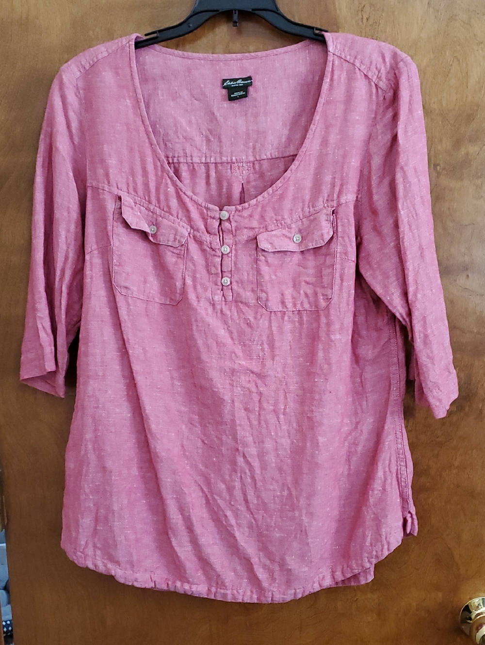 Eddie Bauer Linen Cotton Light Red XL Blouse